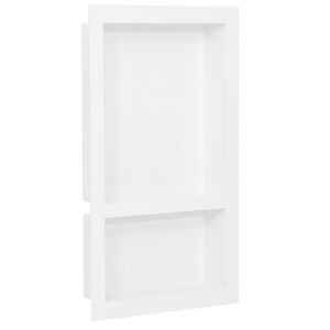 vidaXL Shower Niche with 2 Compartments High Gloss White 16.1"x27.2"x3.5"