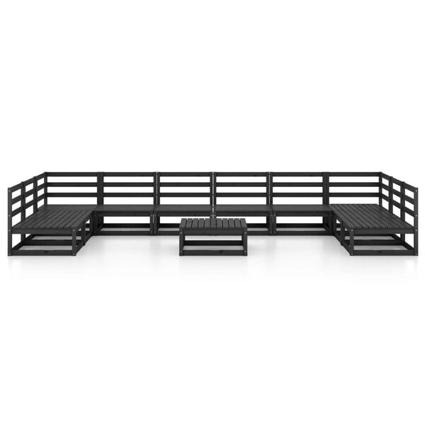 vidaXL Garden Lounge Set Black Solid Pine Wood Large Modular