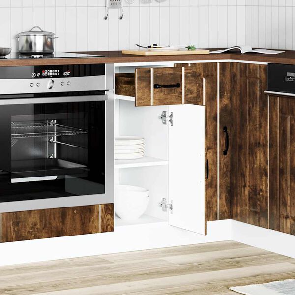 vidaXL Kitchen Base Cabinet Smoked Oak Engineered Wood Compact