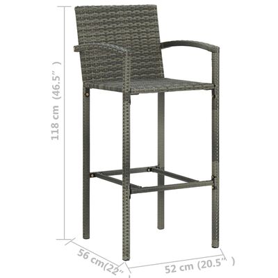 vidaXL 5 Piece Patio Bar Set Poly Rattan Gray