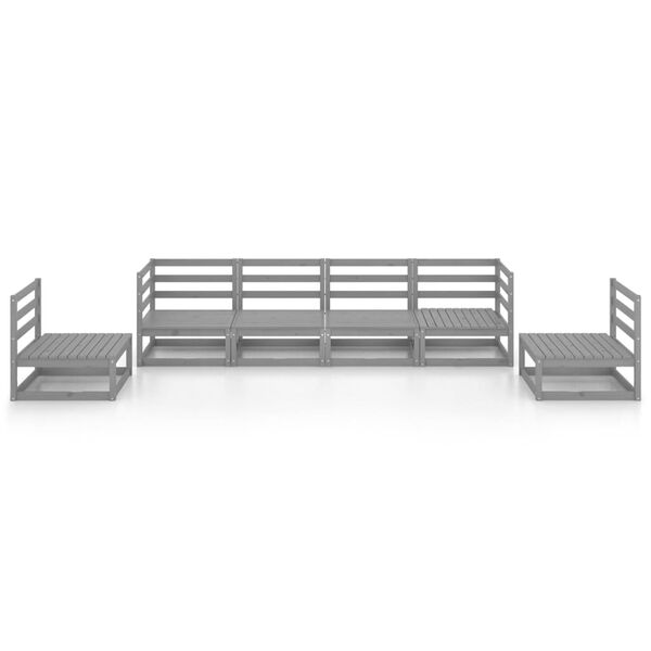 vidaXL Garden Lounge Set Gray Solid pine wood Medium Modular