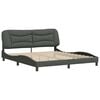 vidaXL Bed Frame Dark Gray Polyester, Solid Pine Wood, Plywood King