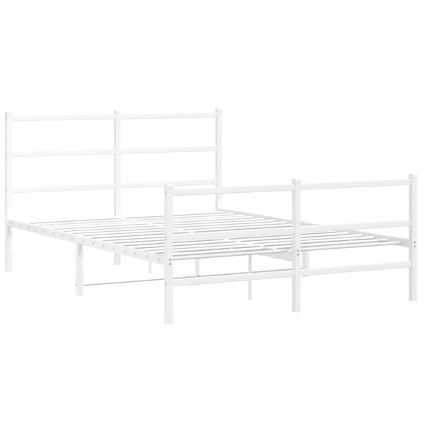 vidaXL Bed Frame White Powder-Coated Steel Full Bed Frame Rectangular