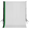 vidaXL Photo Studio Kit 3 Cotton Backdrops Adjustable Frame 10x10 ft
