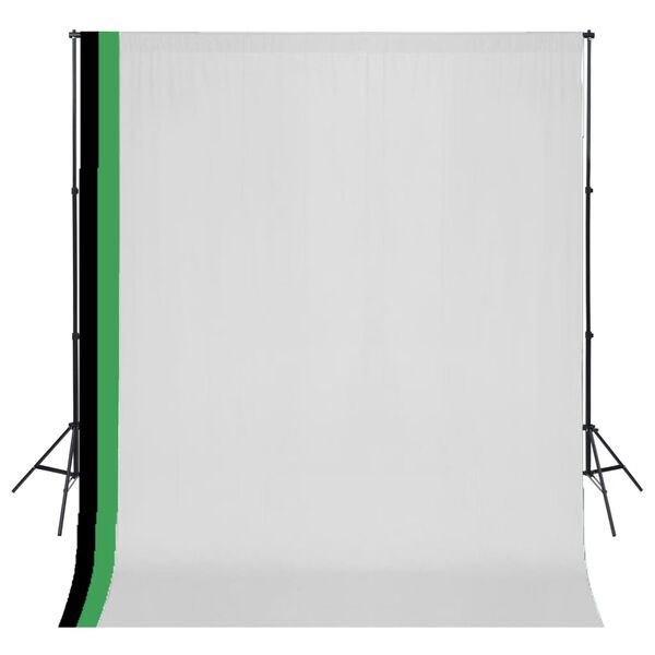 vidaXL Photo Studio Kit 3 Cotton Backdrops Adjustable Frame 10x10 ft
