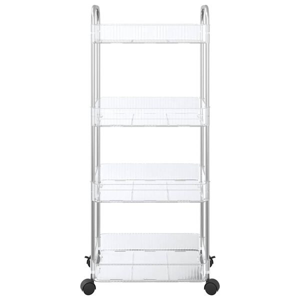 vidaXL Storage Trolley 4-Tier Transparent 14.6x11.0x37.4" Acrylic