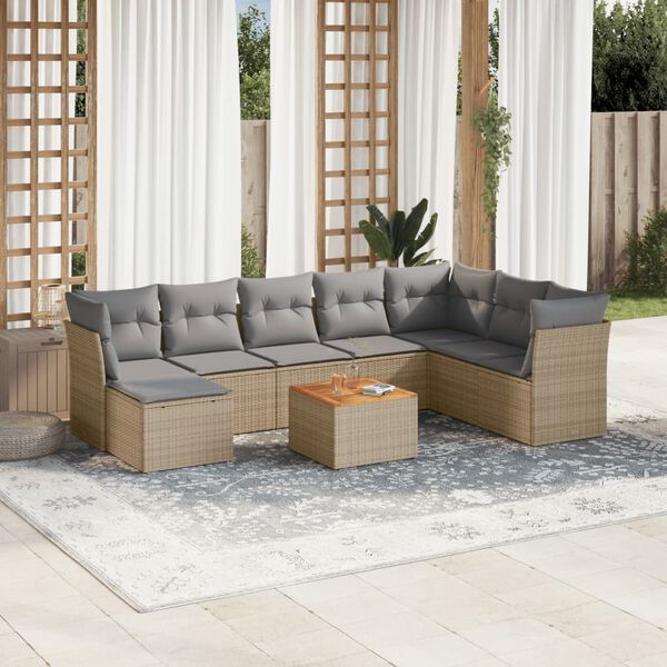 vidaXL Garden Sofa Set Beige, brown, light grey