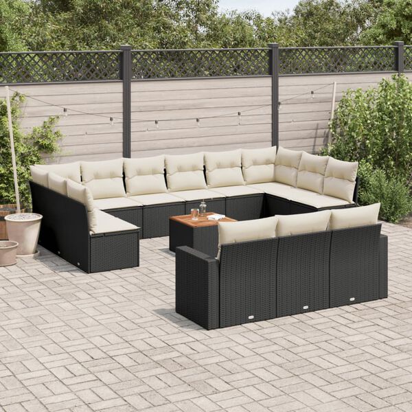 vidaXL Garden Sofa Set Black, Cream White