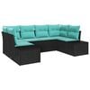 vidaXL Garden Sofa Set 6 pcs Black and Turquoise Poly rattan
