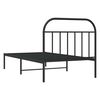 vidaXL Bed Frame Black Powder-Coated Steel Single Bed Frame