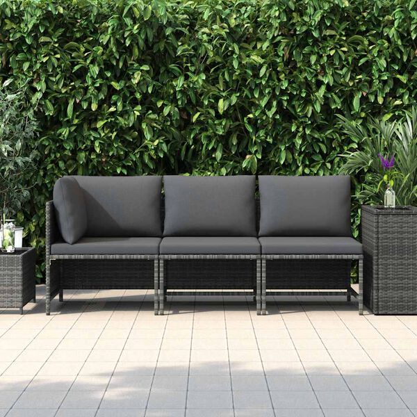 vidaXL Garden Lounge Set Gray PE rattan, steel Small Modular