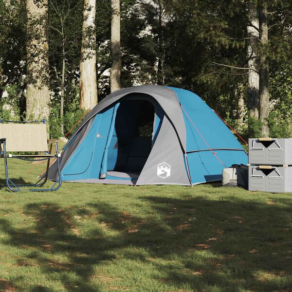 vidaXL Camping Tent Cabin 4-Person Blue Waterproof