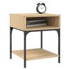 vidaXL Bedside Table Sonoma Oak Engineered Wood, Iron 15.7x16.1x19.7in