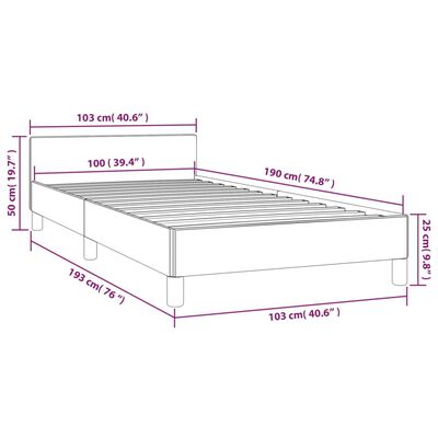 vidaXL Bed Frame with Headboard Light Gray 39.4"x74.8" Twin Fabric