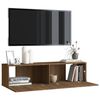 vidaXL TV Wall Cabinet Brown Oak Engineered Wood 47.2 in wide Drop-Down