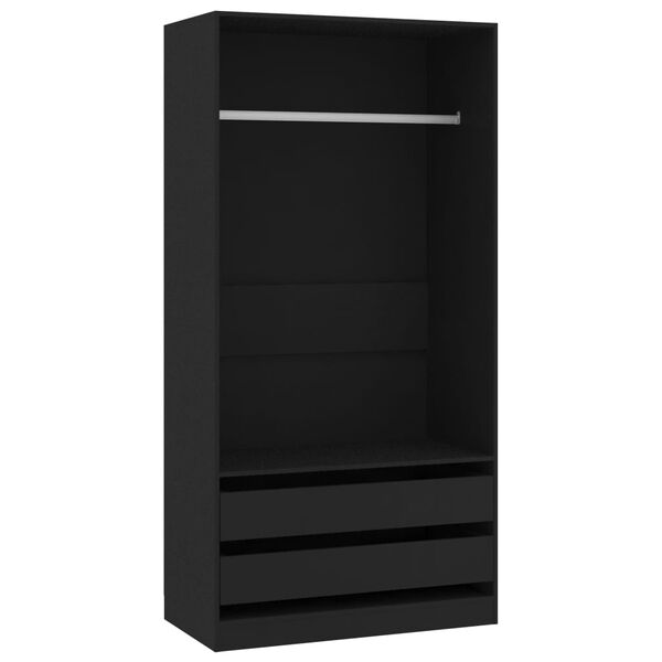 vidaXL Wardrobe Black Engineered wood Compact Wardrobe Rectangular