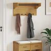 vidaXL Wall-mounted Coat Rack Walnut Solid Pine Wood Medium