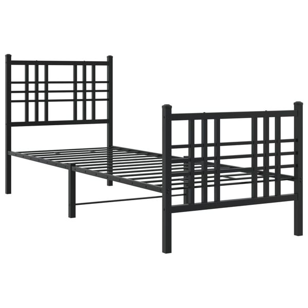 vidaXL Bed Frame Black Steel 29.5 x 75.0 in small single Bed Frame