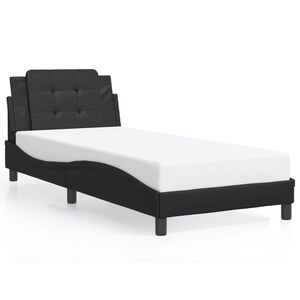 vidaXL Bed Frame Black Faux leather Single Durable Bed Frame