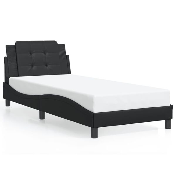 vidaXL Bed Frame Black Faux leather Single Durable Bed Frame