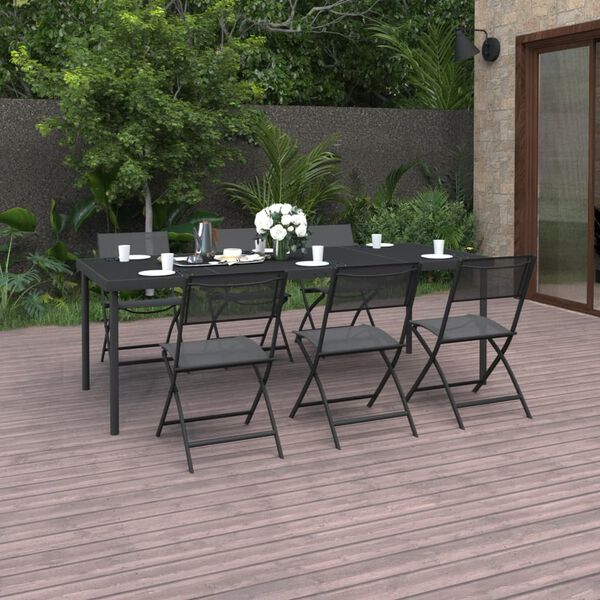 vidaXL Outdoor Dining Set Anthracite and Black