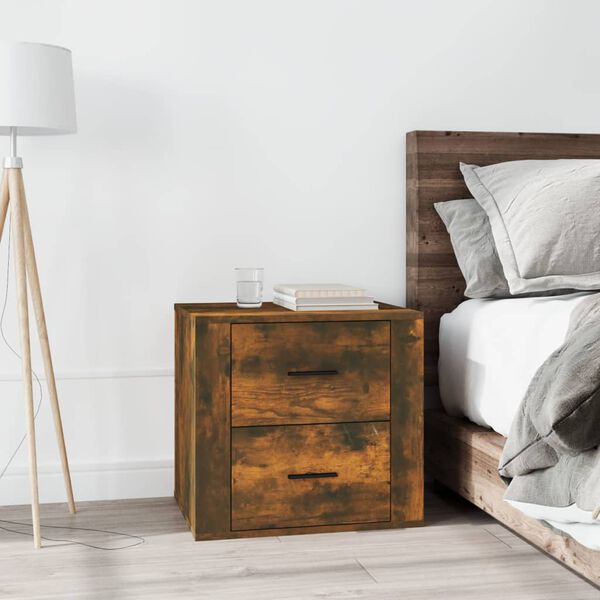 vidaXL Bedside Cabinet Smoked oak Engineered wood 19.7 in wide