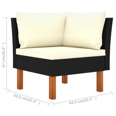 vidaXL Corner Sofa Poly Rattan and Solid Eucalyptus Wood