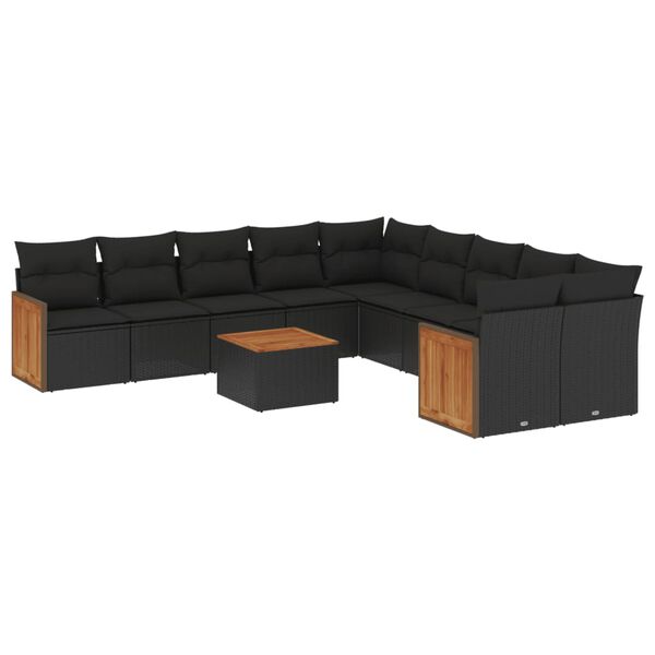 vidaXL Garden Sofa Set Black PE Rattan Large Modular Garden Sofa Set
