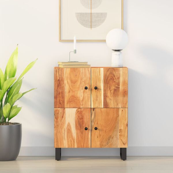 vidaXL Sideboard Natural wood and black Solid acacia wood and metal
