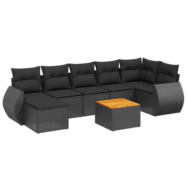 vidaXL Garden Sofa Set Black PE Rattan Large UV-resistant materials
