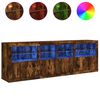 vidaXL Sideboard with LED Lights Smoked Oak 79.5"x14.6"x26.4"