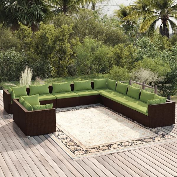 vidaXL Garden Lounge Set Brown and green