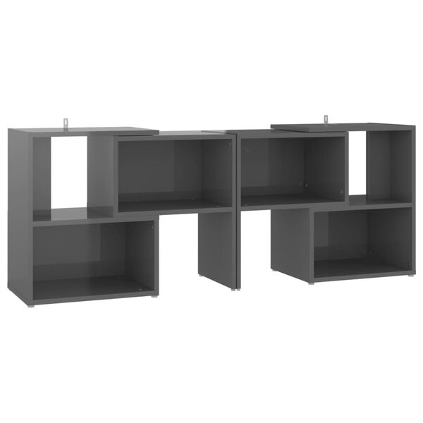 vidaXL TV Cabinet High gloss grey Engineered wood Standard Modular
