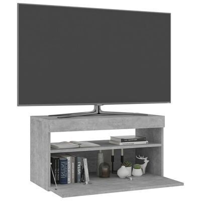 vidaXL TV Stand with LED Lights Concrete Gray 29.5"x13.8"x15.7"