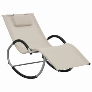vidaXL Sun Lounger with Pillow Cream Textilene