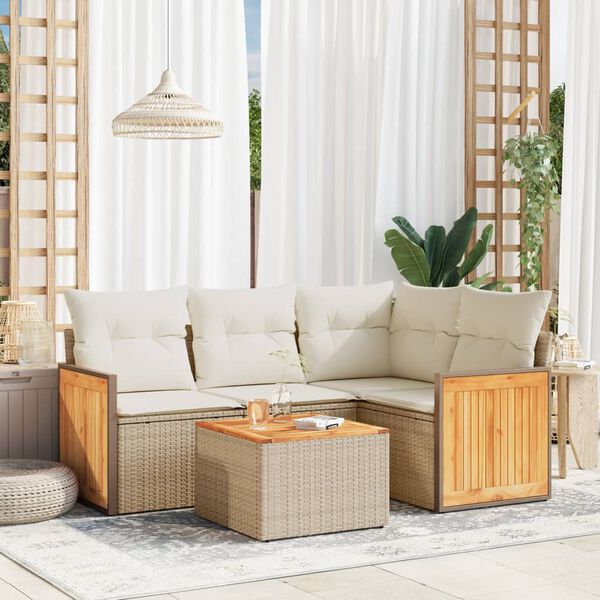 vidaXL Garden Sofa Set Beige, Cream White