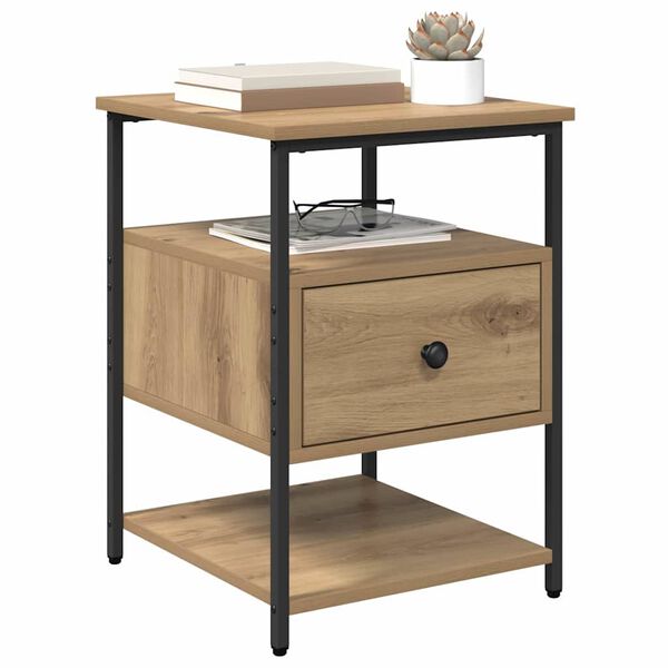 vidaXL Bedside Cabinet Artisan Oak 15.75 x 16.54 x 22.05 in