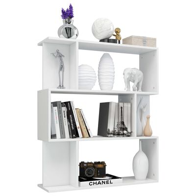 vidaXL Book Cabinet/Room Divider High Gloss White 31.5" x 9.4" x 37.8"