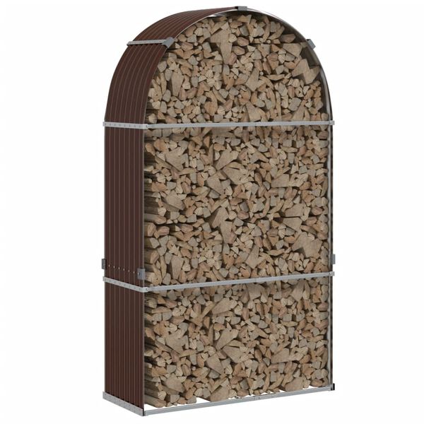 vidaXL Log Holder Brown 47.2"x17.7"x82.7" Galvanized Steel