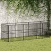 vidaXL Dog Playpen Black Galvanized Steel Large Heavy Duty Dog Playpen