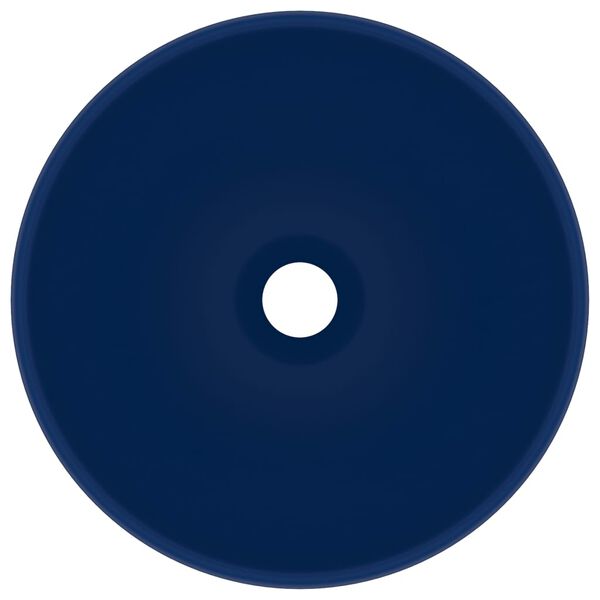 vidaXL Luxury Bathroom Basin Round Matt Dark Blue 12.8x5.5" Ceramic