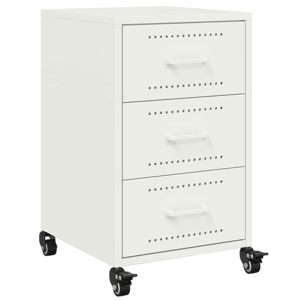 vidaXL Bedside Cabinet White Cold-rolled steel 14.2 x 15.4 x 23.2 in