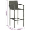vidaXL Garden Bar Set Grey PE rattan, powder-coated steel 3 Piece