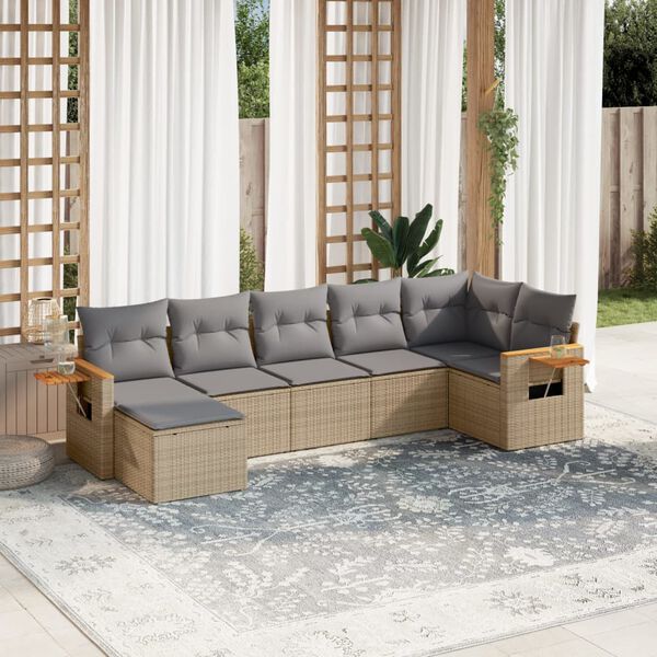 vidaXL Garden Sofa Set Beige, Light grey