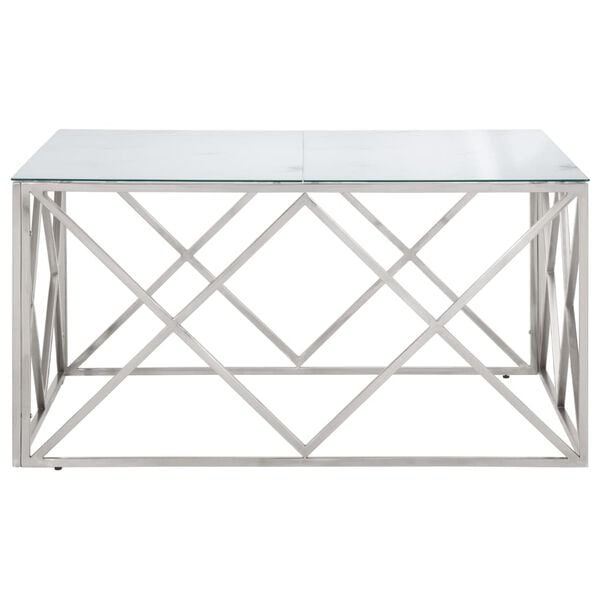 vidaXL Coffee Table Silver and White Marble