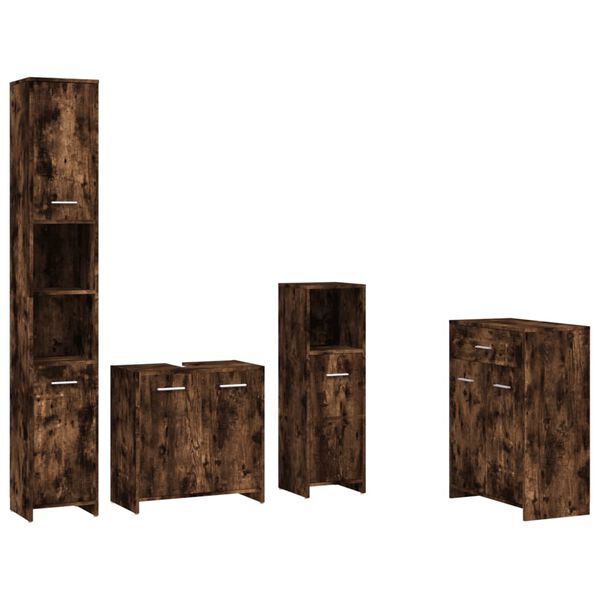vidaXL Bathroom Furniture Set Smoked oak Engineered wood Standard
