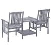 vidaXL Garden Chair With Tea Table Grey