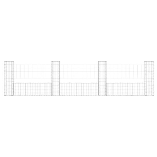 vidaXL U-shape Gabion Basket with 4 Posts Iron 149.6"x7.9"x39.4"