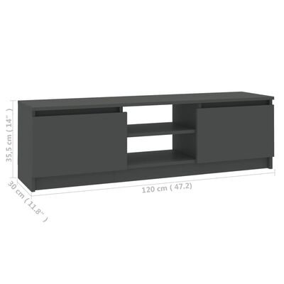 vidaXL TV Stand Gray 47.2"x11.8"x14" Engineered Wood