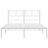 vidaXL Metal Bed Frame White Powder-Coated Steel Small Double